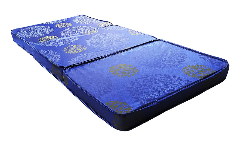 CH, COOL HOME Travel Bed 4-inch Soft Single Dual Comfort Folding Mattress (Blue, Double)