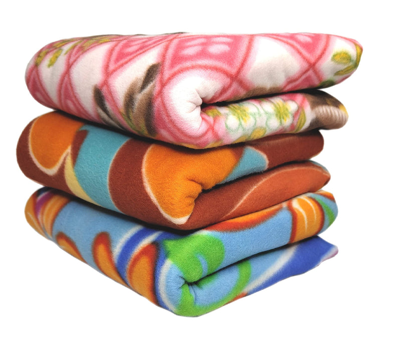 HOMIEE Printed Polar Fleece Blanket - Soft & Cozy All-Season Blanket for Single Bed | Ultra-Soft Machine Washable, Durable & Lightweight | Ideal for Winter & Summer Use (Pack of 3, 400 gm Each)