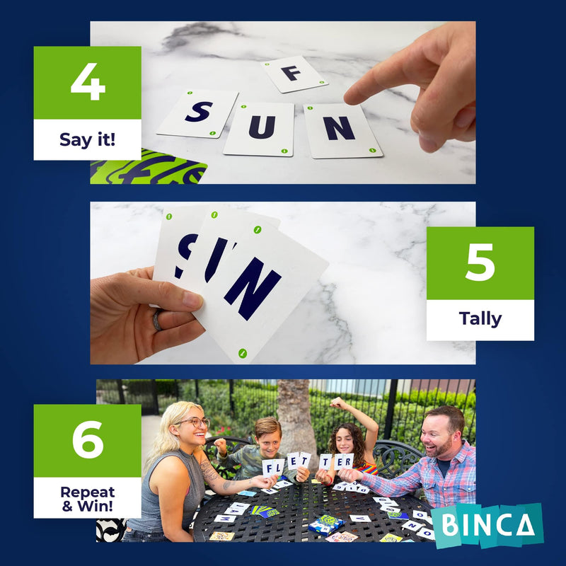 Binca Fletter Word Game, Card Game for All Ages Kids, Teens and Adults, Improves Vocabulary in a Fun Way, Perfect Gift for Ages 5,6,7,8 (2-4 Player)