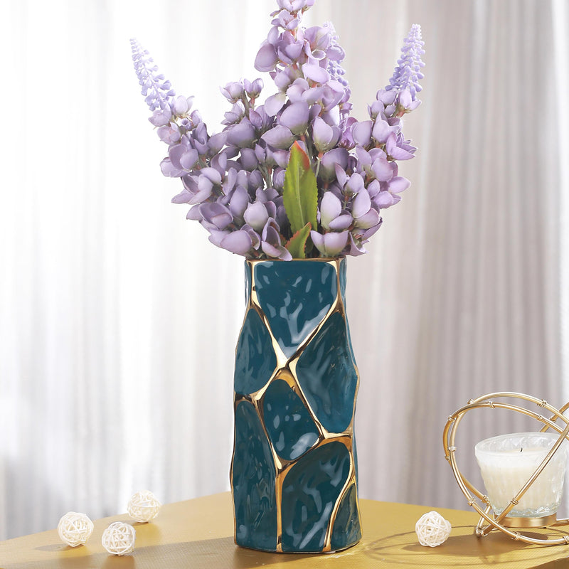 TIED RIBBONS Geometric Ceramic Flower Vase for Home Decor Flower Plants Living Room Centrepiece Office Table Decoration Items (Multi, 20.3 cm x 8 cm)