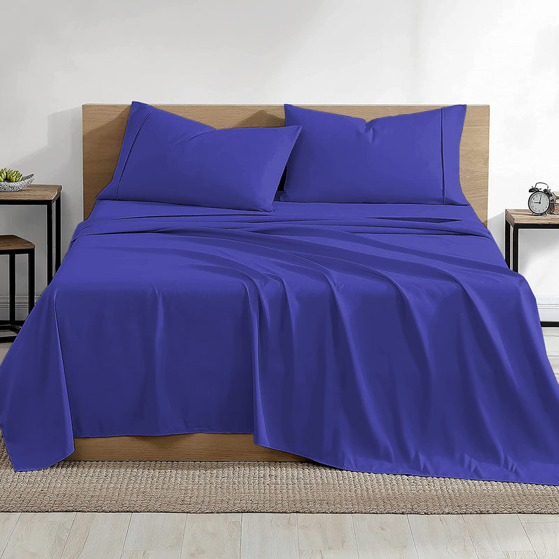 YRM Bedding's Royal Blue 400-TC Top Selling Egyptian Cotton Hotel Quality Bedsheet with 2-Pillow Covers King Size