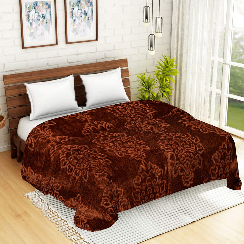 Spangle Mink Double Blanket, Brown