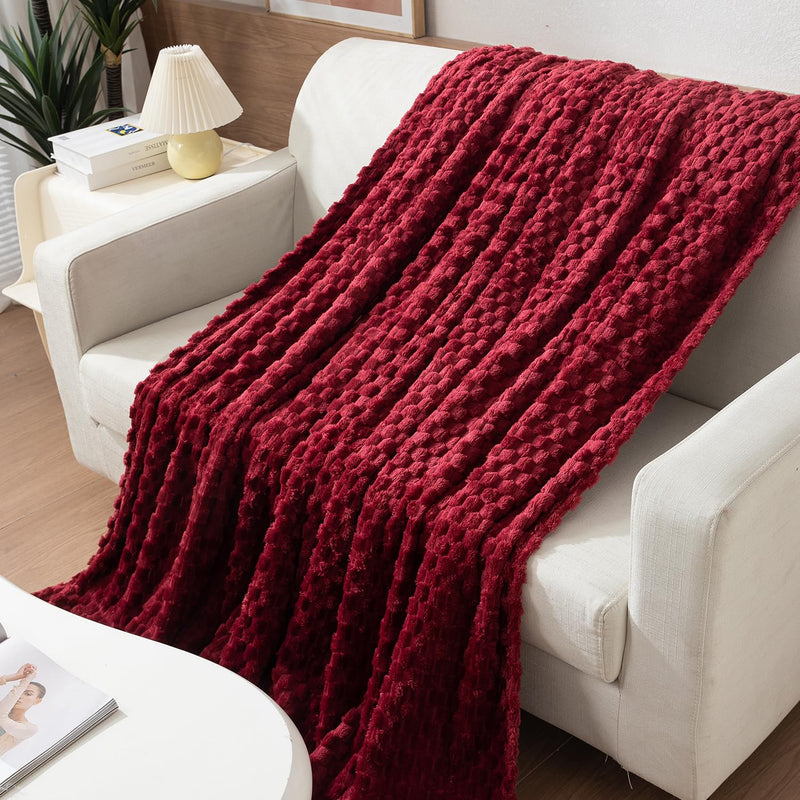 HOKIPO 220 GSM Flannel AC Throw Blanket Double Bed Queen, 200x230 cm / 6.5x7.5 feet, Maroon (AR-4918-MRN)