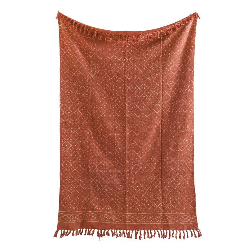 Ravaiyaa - Attitude is everything Indian Hand Block Printed Blanket, Handloom Cotton Throw, Home Sofa & Bed Decor Throw 72"x50" Inch (Orange)