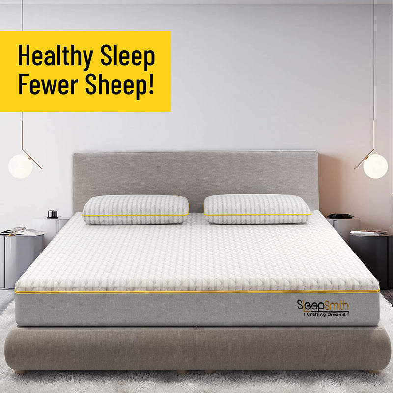 SleepSmith Premium Mattress, 3 Zoned Orthopedic Memory Foam Mattress, 8 Inch Graphite Infused Cloud Foam, Active Cooling White Mattress, 78x72x8 Inches (Pack of 1, King Size)