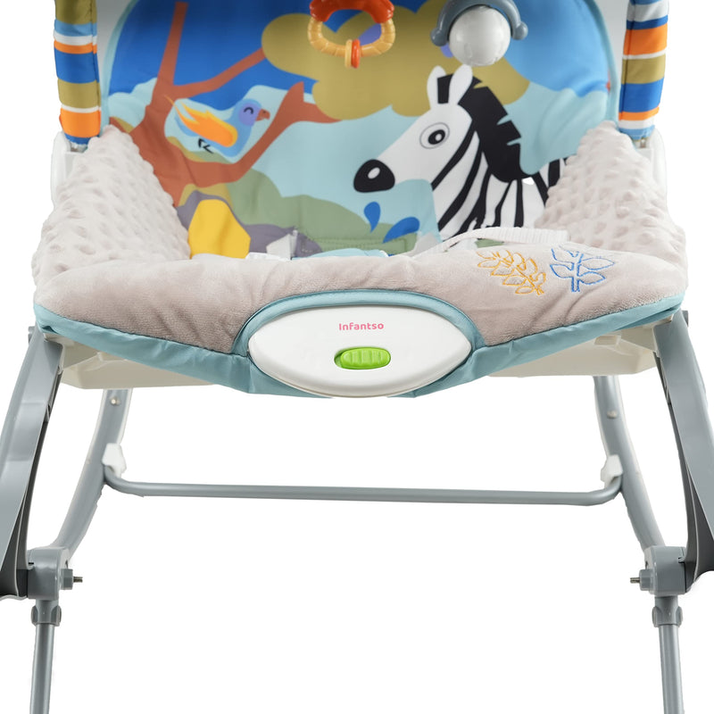 INFANTSO Baby Rocker Portable with Free Mosquito Net & Calming Vibrations & Musical Toy (01-Dark Blue)