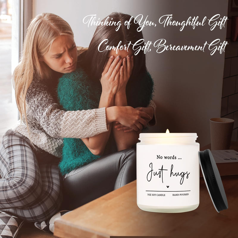 Shqiueos Sympathy Gifts for Loss of Loved One-No Words, Just Hugs Handmade 7oz Lavender Scented Candle, Bereavement Gifts, Thinking of You, Get Well Soon, Cheer Up, Comfort Condolences Candle