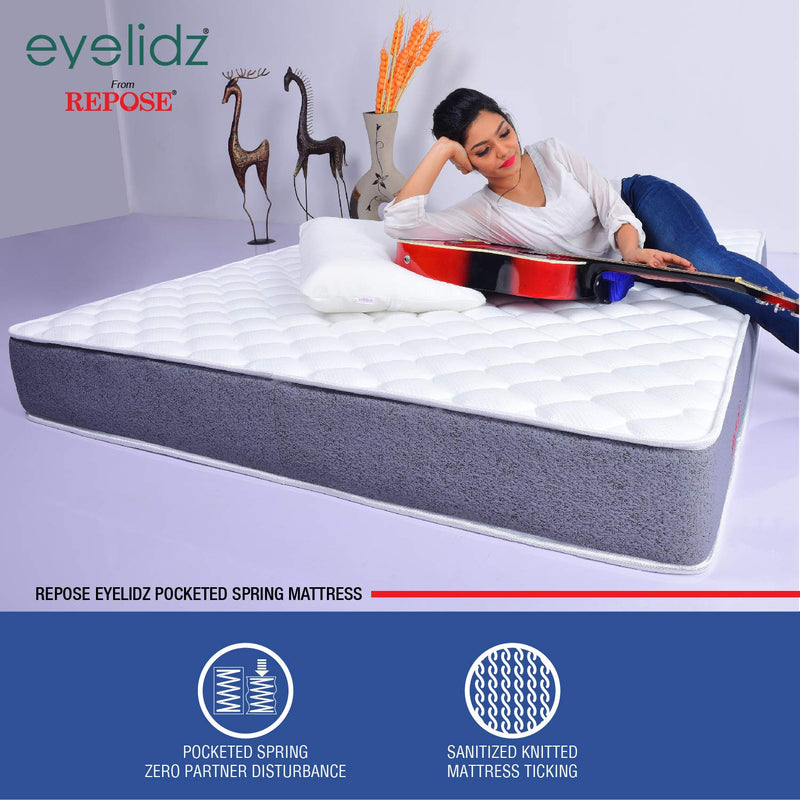 Repose Eyelidz Premium Edge Protected Pocketed Spring Mattress (Double, 75X48X6)