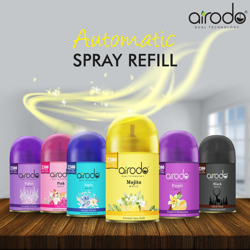 Airodo Automatic Room Fresheners Refill Air Matic Boost Home Fragrance with 2300 Sprays Each Bottle Mojito Pack of 1