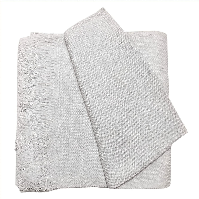 MAMRAJ The Handloom Story 100% Desi Thick and Heavy Khadi Cotton Soft Beautiful Khes/Comforter/Chadar/Single AC Blanket, Set of 1 Pc, Size- 255cm X 140cm (White - Plain)