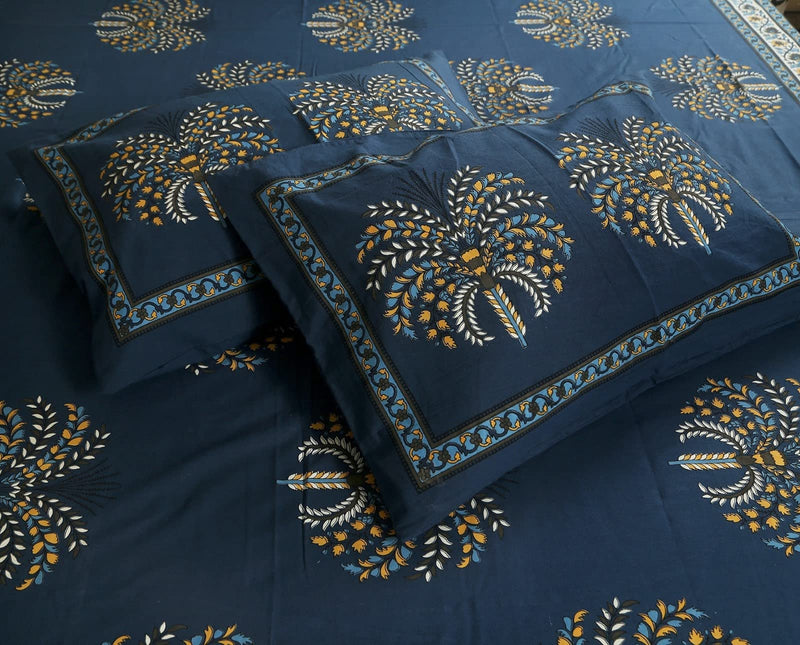 The Bedding Company Pure Cotton Shai Mughal Print 210 TC Bedsheet King Size 108x108 with 2 Pillow Cover (Set of 1) (B2)