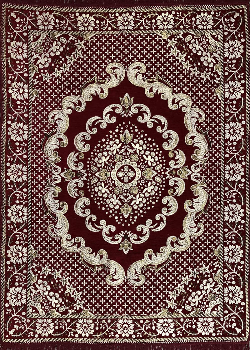 Raas Furnishings Maroon Acrylic (5x7ft) Carpet Floor Covering for Your Sweet Home, Living Room, Hall | Elegant, Bright, and Soft for Stylish Interiors | Anti Slip & Washable Rugs