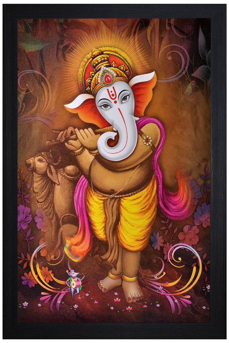 SAF Special Effect Textured Ganesha Painting (SANFO18, 30 cm x 3 cm x 45 cm) SANFO18