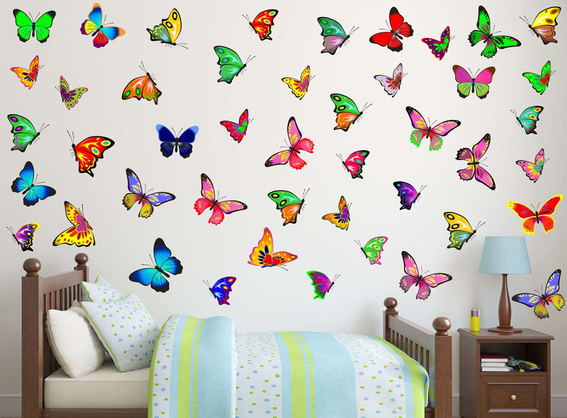 LANSTICK Colorful Butterfly Wall Sticker for Living Room, Bedroom, Kids Room PVC Vinyl Sticker