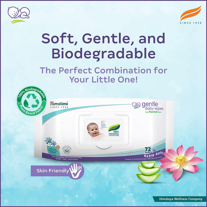 Himalaya Gentle Baby Wipes - 72 Pieces (Pack of 2)