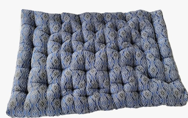 ATOOTFUSION Thick 5-Inch Cotton Box Quilt Mattress | Gadda Medium Firm Soft Cotton Mattress | Box Rectangle Type Bed Mattress (3X6 ft,Star) Blue Embroidery Design