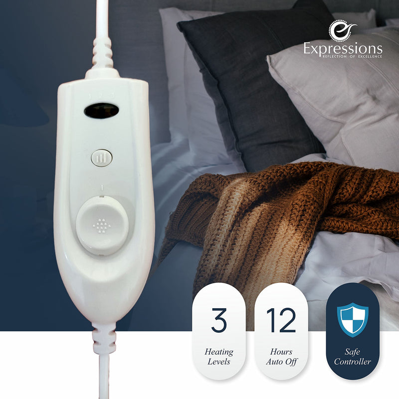 Expressions Polar Electric Bed Warmer Combo - Electric Under Blanket - Single Bed Size (150cms x 80cms) with 3 Heat Settings & Dual Safety Protection - 2Pcs