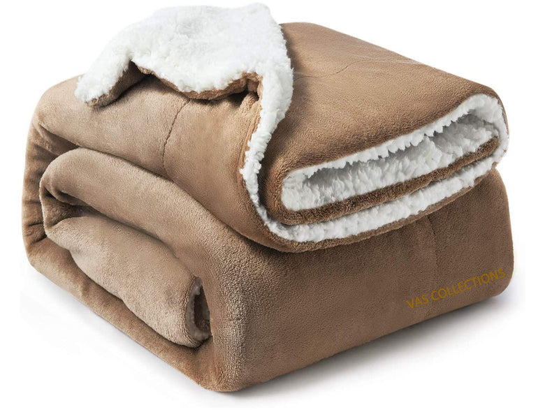 VAS COLLECTIONS - Polyester Micromink Summer AC Blanket Sherpa Super Soft Flannel Solid/Plain AC Dohar/Comforter, Size 220 x 230 Cms (Approx 7.6 x 7 ft) (Double)