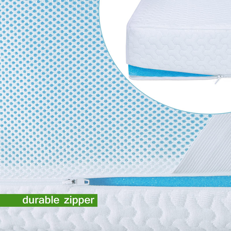 Mattress Topper Cover (Only Cover) 3 Inch Twin Size Mattress Protector Cooling Bamboo Rayon Zippered Mattress Encasement with Adjustable Straps Memory Foam Mattress Topper Cover