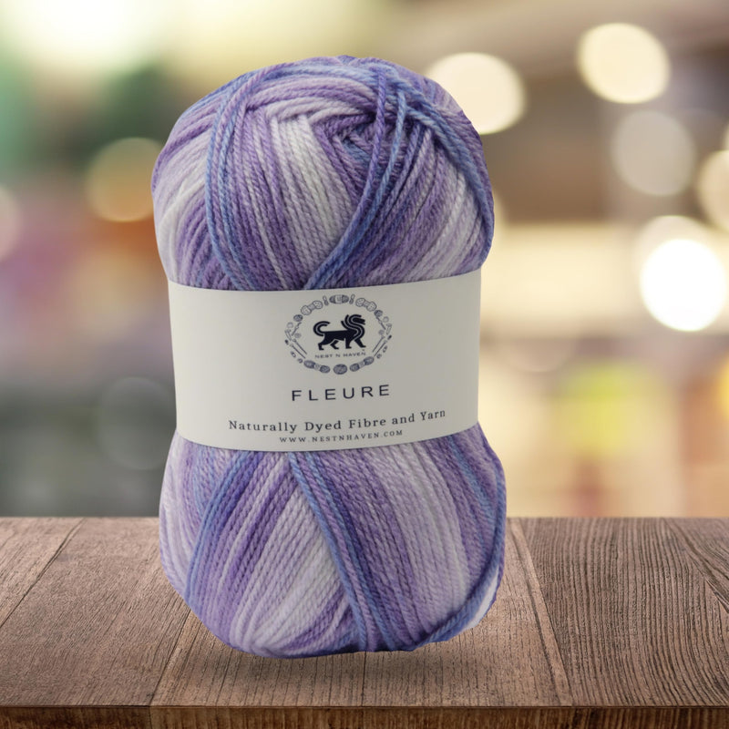 Nestnhaven Acrowools Fleure Hand Knitting and Crochet Yarn. Pack of 1 Ball - 100gms. Shade no - NNHF009, Purple , white