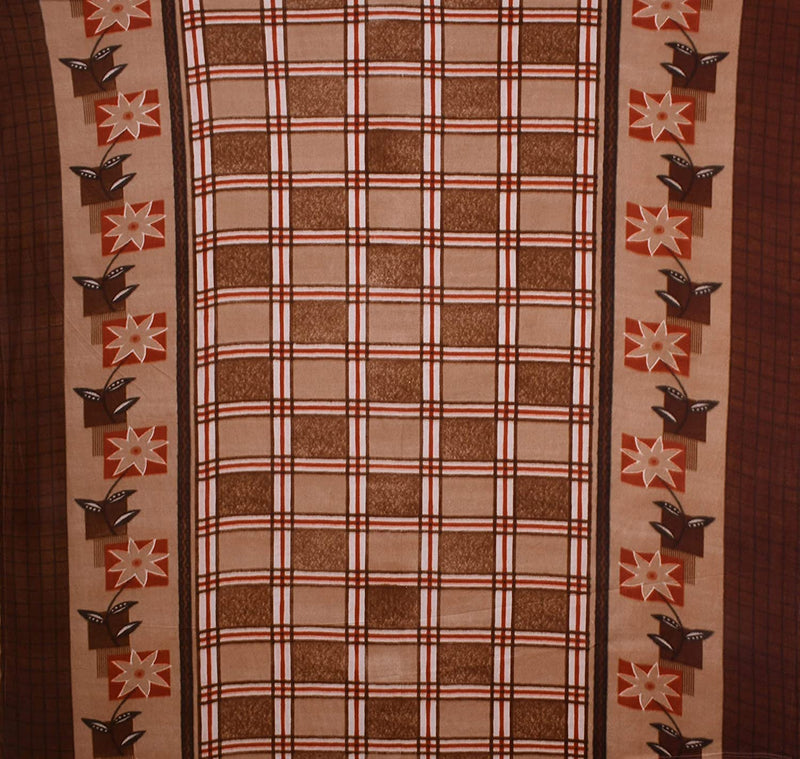 Visnik Leaf Print Woollen Quilt(Razai)/Blanket Cover Single (Brown)