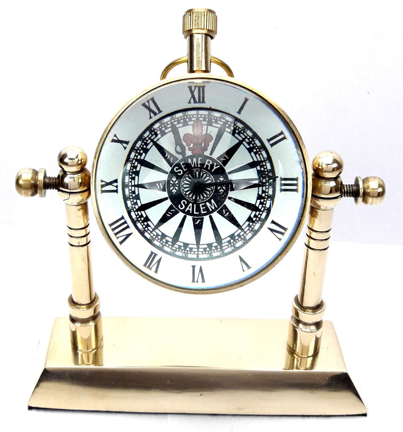 KV Collection Beautiful Antique Style Brass Table Clock. Exclusive Gifting idea