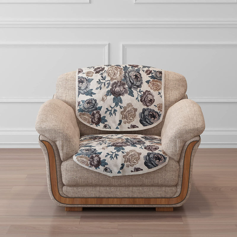 Cloth Fusion Velvet Digital Printed 5 Seater Sofa Cover | Floral Print | 3 Seater and 2 Seater | 10 Piece, Skin