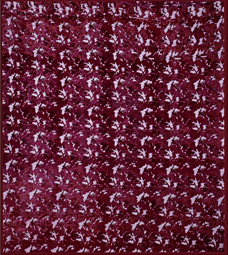 SPANGLE Microfibre Printed Floral Self Warm Soft Luxurious 480 TC Maroon Single Bed Blanket