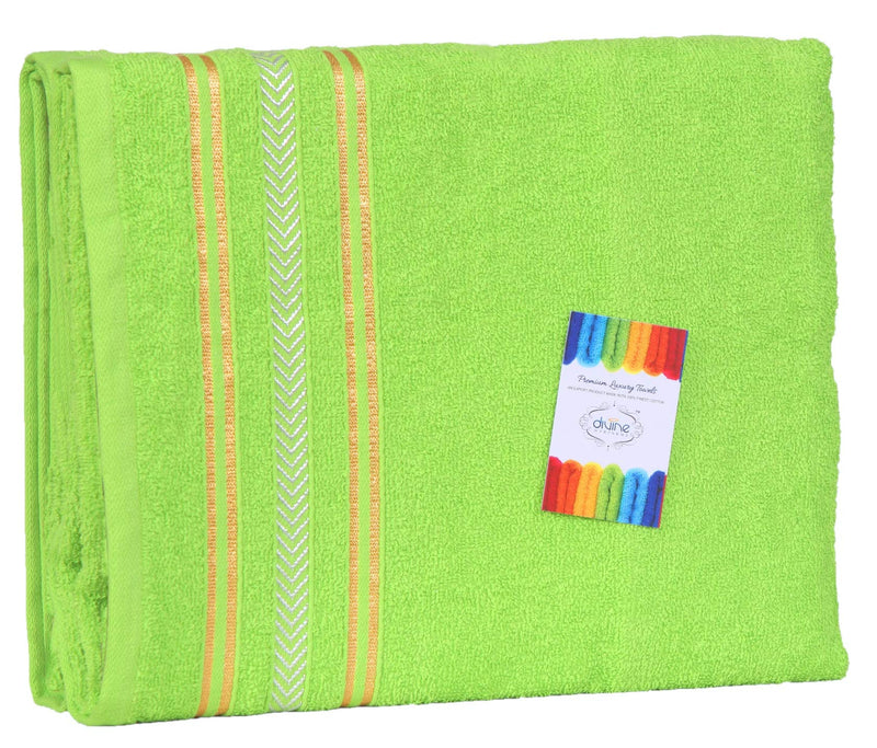 DIVINE OVERSEAS Essence Extra Light Weight Soft, Absorbent, Durable, Reasonable, Quick Dry -100% Ring-Spun Cotton Yarn - 400 GSM (Pack of 10 Family Towel Set, Natural Green)