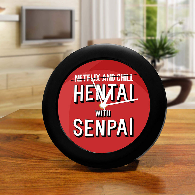 MCSID RAZZ- Hentai with Senpai Table Clock | Anime Merchandise India | Desk Clock for Home and Office | Party Gift