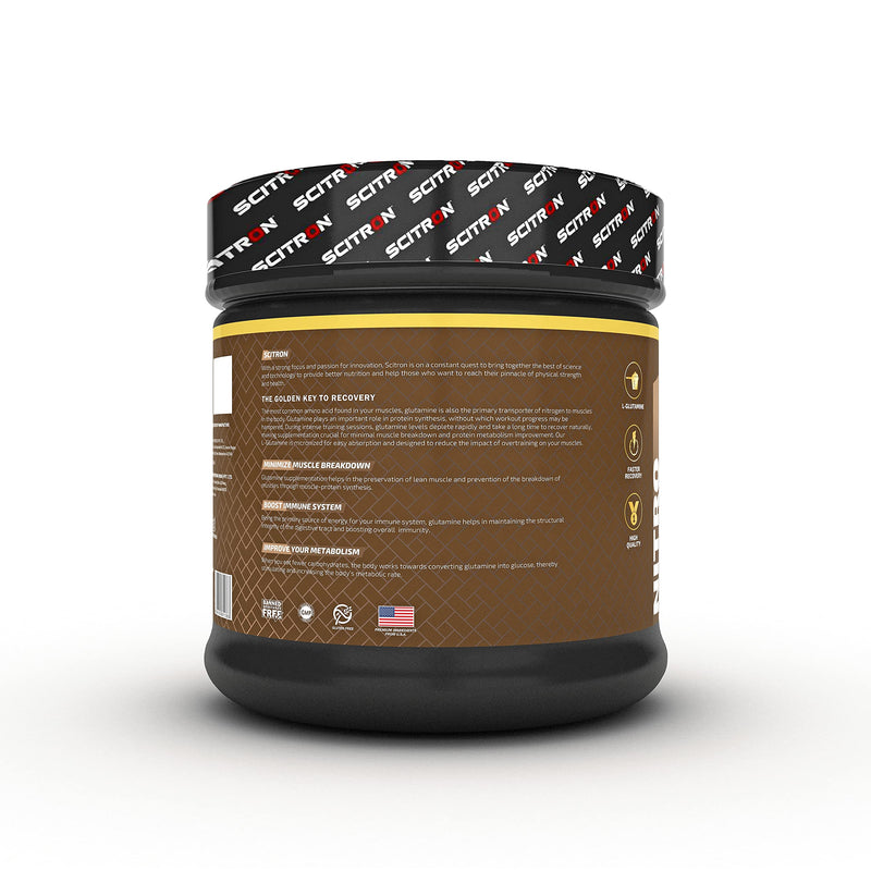 Scitron Nitro Series Glutamine 250g- Lychee Flavour | 5g Glutamine per Serving | Recovery & Muscle Support