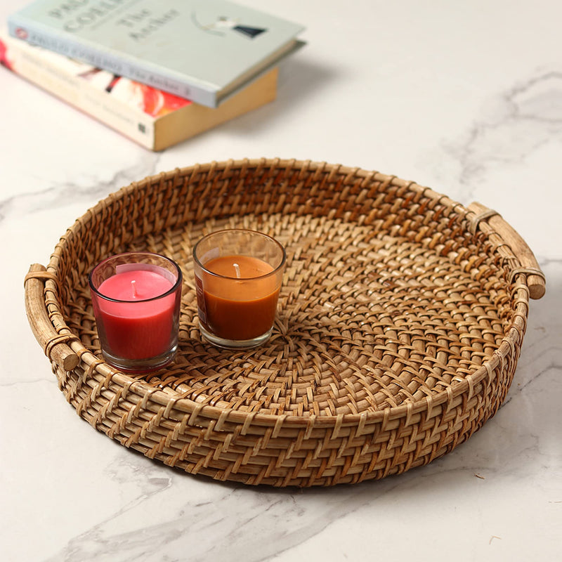 Habere India-All the Cultures Fabricating India Cane or Bamboo Tray | Tray Online as Cane Gift Hamper Tray | Serving Cane Tray | Fruit & Vegetable Cane Tray | Organizing Tray (01)