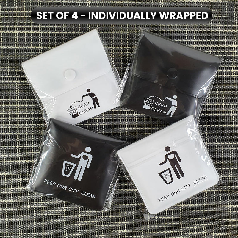Jeuristic Ashtrays for Cigarettes Pocket Ashtray Pouch - Pack of 4 Premium Fireproof PVC Smell Proof Portable Ashtray Outdoor Butt Disposal Bag Cool Travel Ashtray Cute Fancy Black and White, 3.15 in