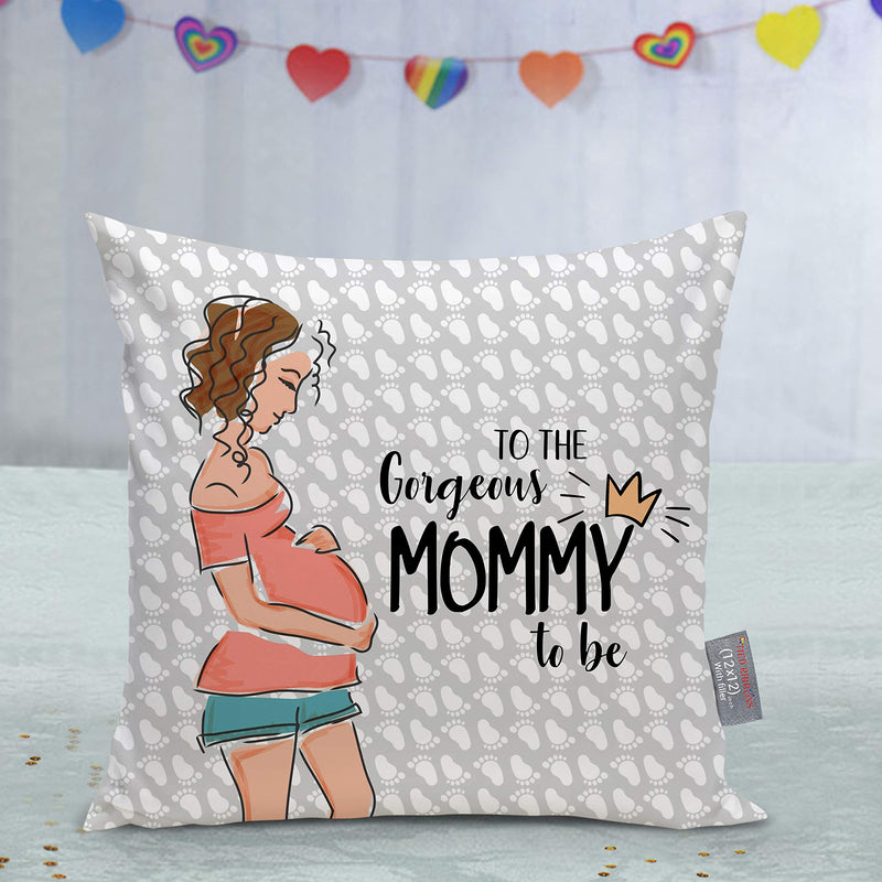 TIED RIBBONS Soon to Be Mom Pregnancy Gift for Baby Shower Pregnant Wife Women Sister Printed Cushion Cover (12 inch x 12 inch) with Filler