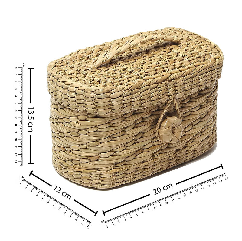 Habere India-All the Cultures Fabricating India Wicker Tissue Box | Basket with Lid | Storage Box with Lid | Seagrass Lid Box | Gift Hamper Box with Lid