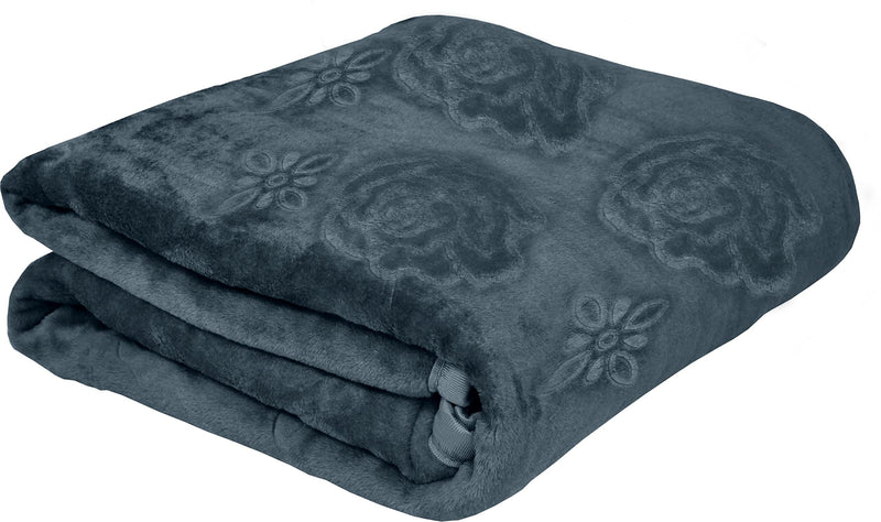 CHICERY Ultra Soft Luxurious Embossed Very Warm Korean Mink Blanket Double Bed for Winter (Grey), Skin Friendly