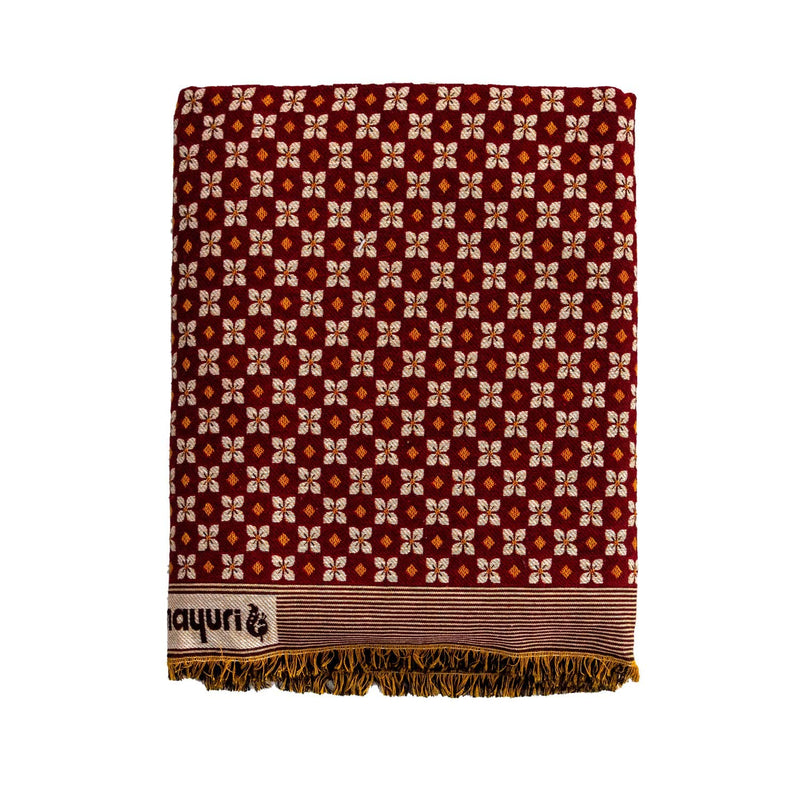 Varunavi Floral Solapur Chaddar Cotton AC Blanket Queen Size 90 in X 108 in (230 cm X 260 cm) (Maroon)