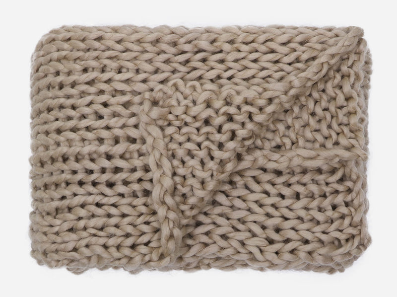 THE HOME TALK Beautifully Knitted and Textured Blanket | Very Soft and Premium Wool | Snuggle up Any time in This Luxurious All-Season Blanket | Lightweight Cozy Blankets (Taupe, 50X70 inches)