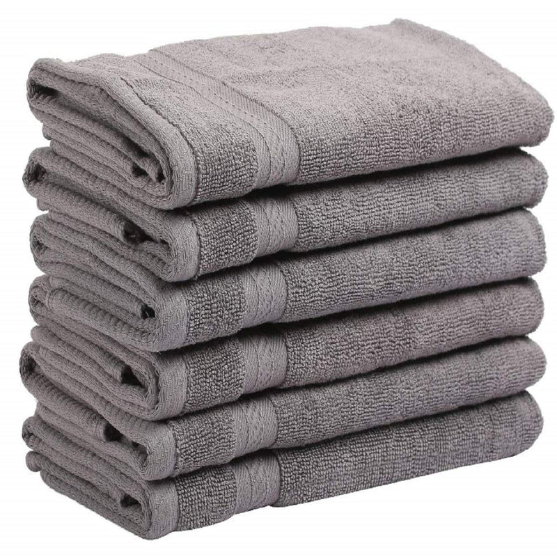 FRESH FROM LOOM 100% Cotton 500 GSM Hand Towel Set of 6pc, Grey Color, 16x28 inch