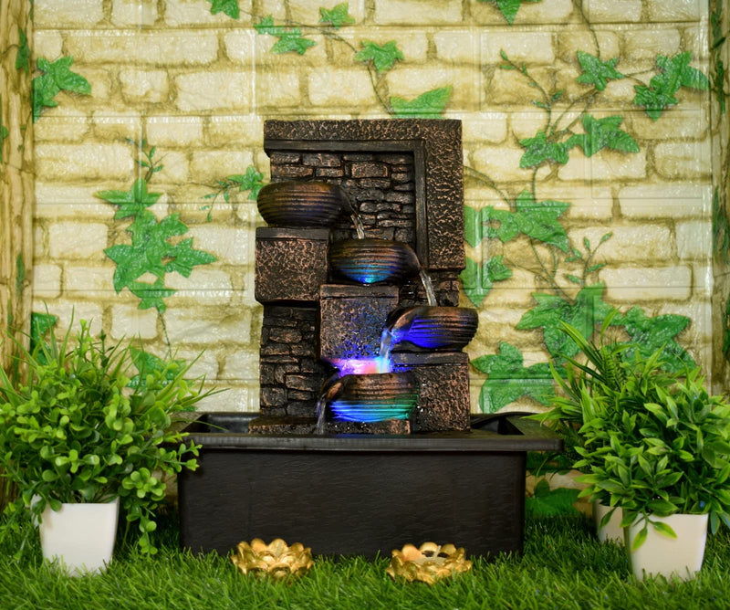 Water Fountain with LED Lights for Home Decor Decoration Showpiece Gift Gifting Items (Model - 2)