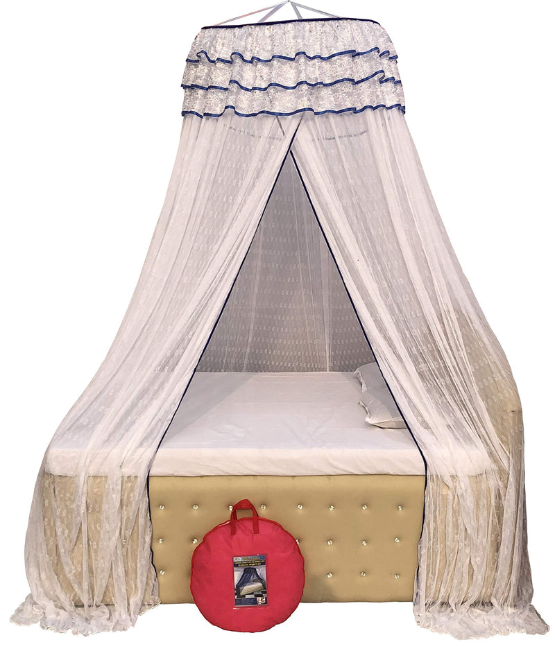 HOMECUTE Hanging Decorative Canopy Double Bed Mosquito Net (Embroidery Net with Embroidery Lase)