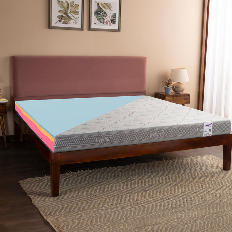 Livpure Smart Ortho CURVX Memory with S-Shaped HR Foam Mattress| 5D SleepTech Crafted Zones | ComfortScience US Tech Foam | High GSM Neon Fabric |Queen Bed (78x60x6) inch, Washable Zipper Cover