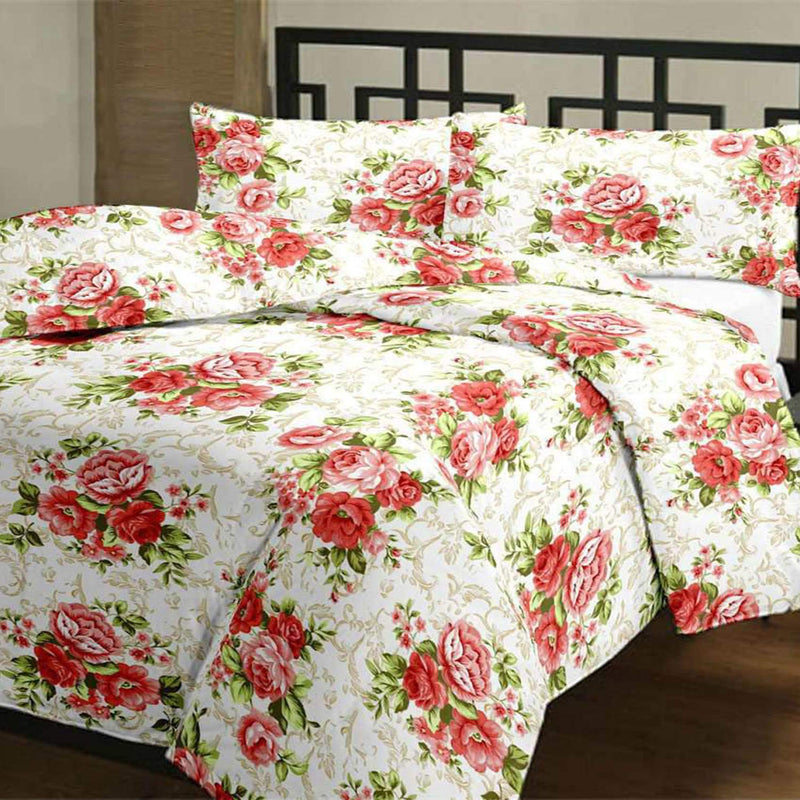 Abhi Creation Reversible Pink Floral Cotton Double Bed Blanket