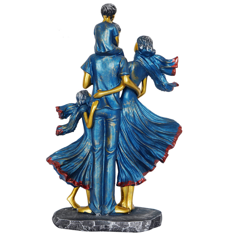 ZART Family Showpiece for Home Decor,Blue (11 inch), Resin