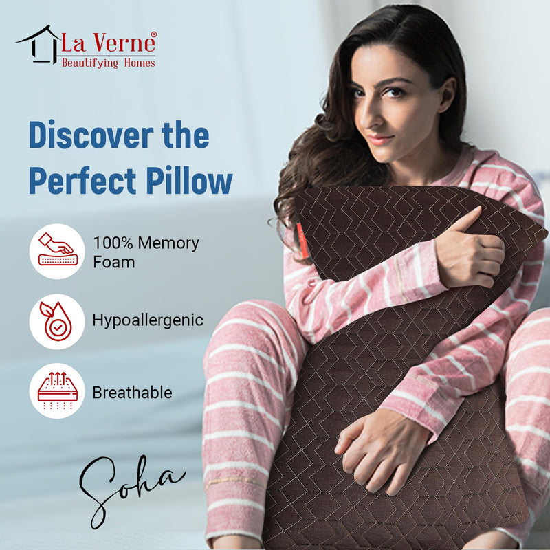 LA VERNE Cooling Gel Infused Pincore Technology Breathable Memory Foam Pillow with 3S Rebound (Standard, Coffee, 1)