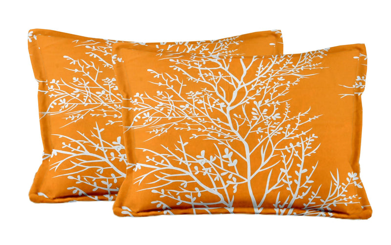 STITCHWELL 144 TC Wrinkle Resistant Cotton Bedsheet for Double Bed with 2 Pillow Covers - Orange