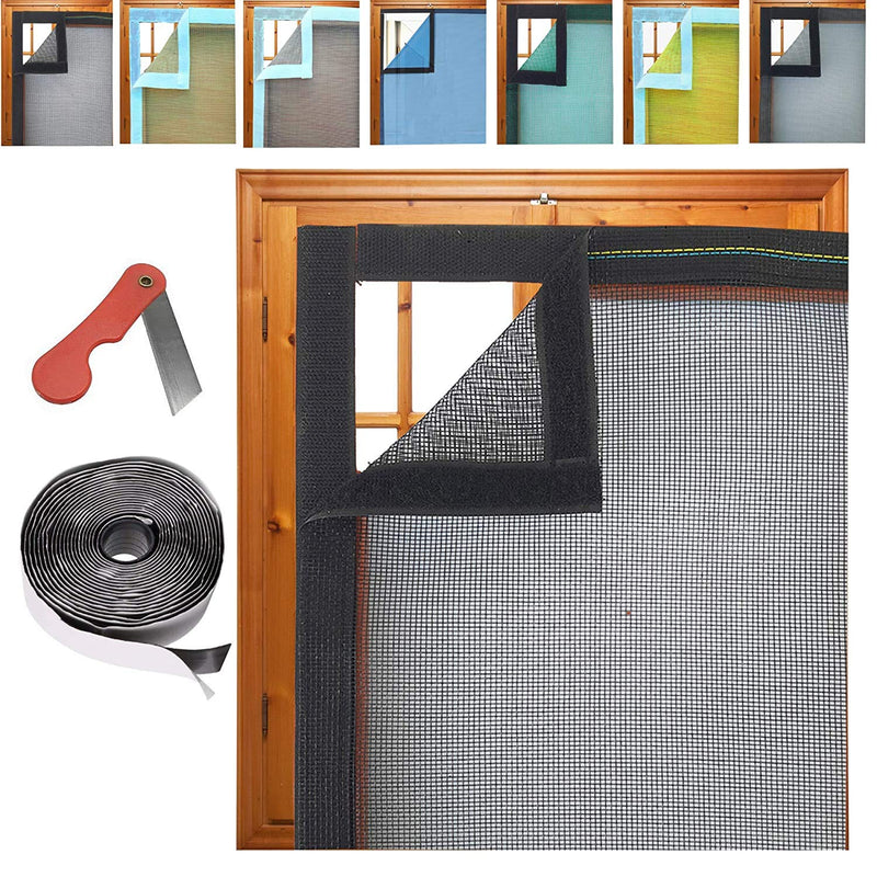 UR LITTLE SHOP Fiber Glass Aluminium and Wooden Windows with Stitching Mosquito Net Mesh, 120/150 cm, Black