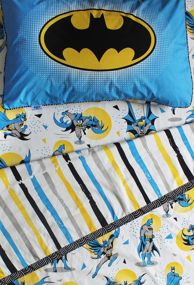 Silverlinen Official DC Comics Justice League Batman 100% Cotton 3 Layer Reversible Single Blanket Dohar for Kids for Boys and Girls - Multicolour (Size: 58 in x 70 in)