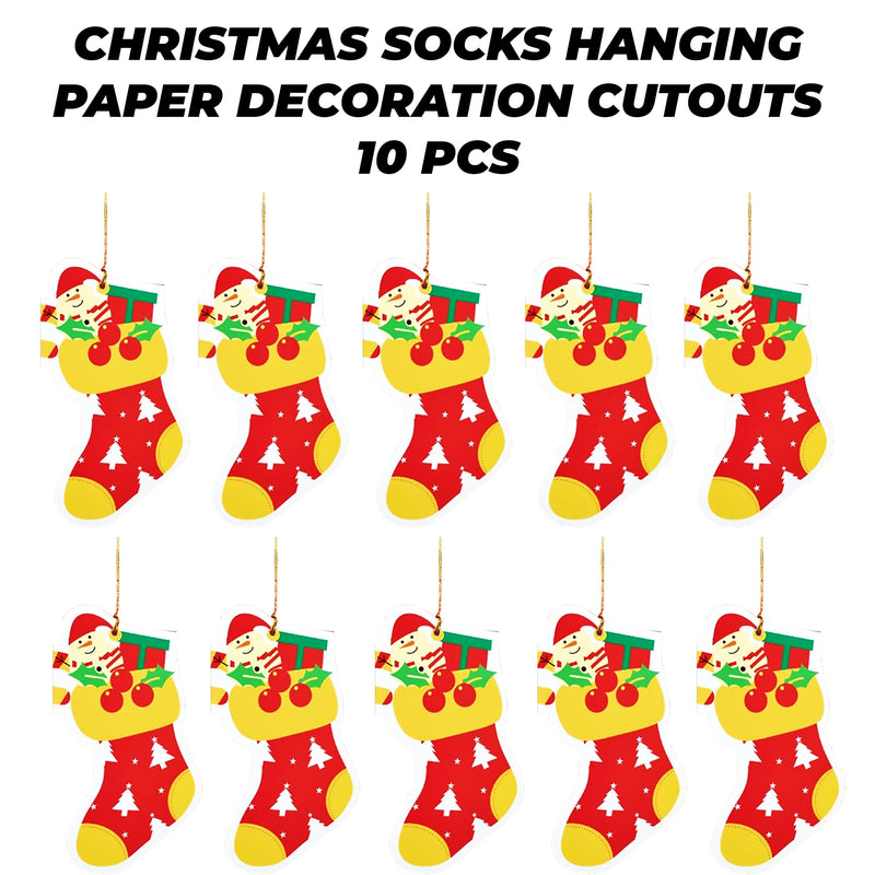 TOYXE Sock Paper Hanging Merry Christmas Stocking Decoration Pack of 10 Pcs