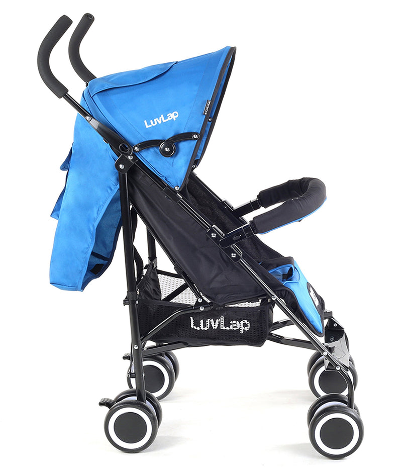 LuvLap City Baby Stroller / Buggy, Compact & Travel friendly baby pram, for Baby & Kids, 6-36 Months, with 5 point safety harness, adjustable seat recline, extendable canopy, 15Kg capacity (Blue)